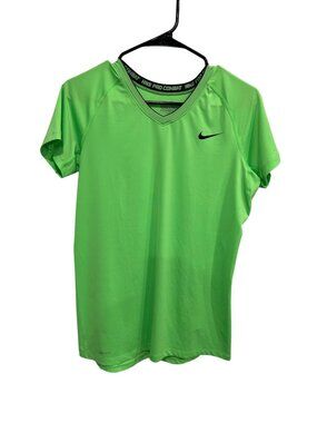 Nike Pro Combat Dri-Fit Womens Green Fitted Shirt Size L Athleisure Gorpcore
